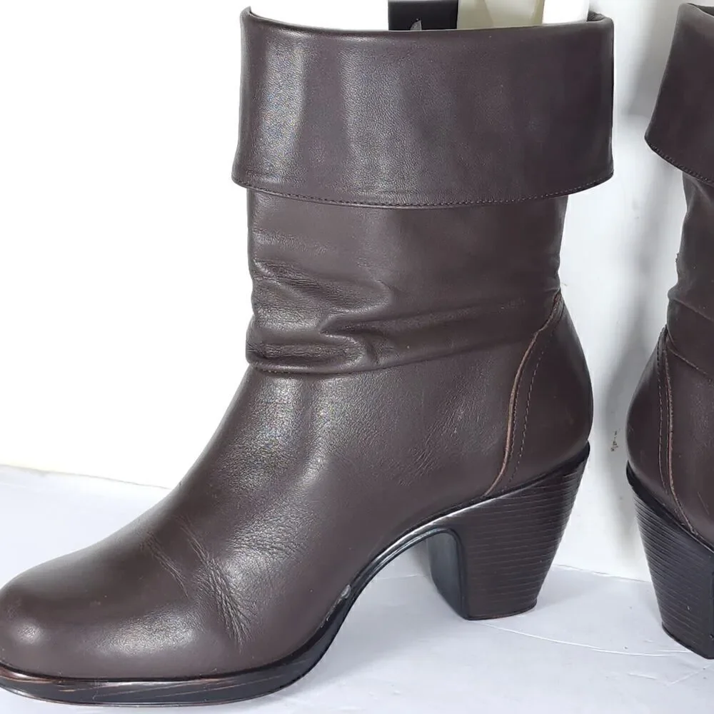 Dansko Women’s Bobbi US6-6,5 EU 37 Brown Leather Roll Down Slouch Boots